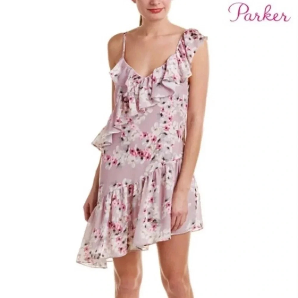 Parker Floral Ruffled Sleeveless Mini Sunday Dress Pink Coastal Women’s Size XS